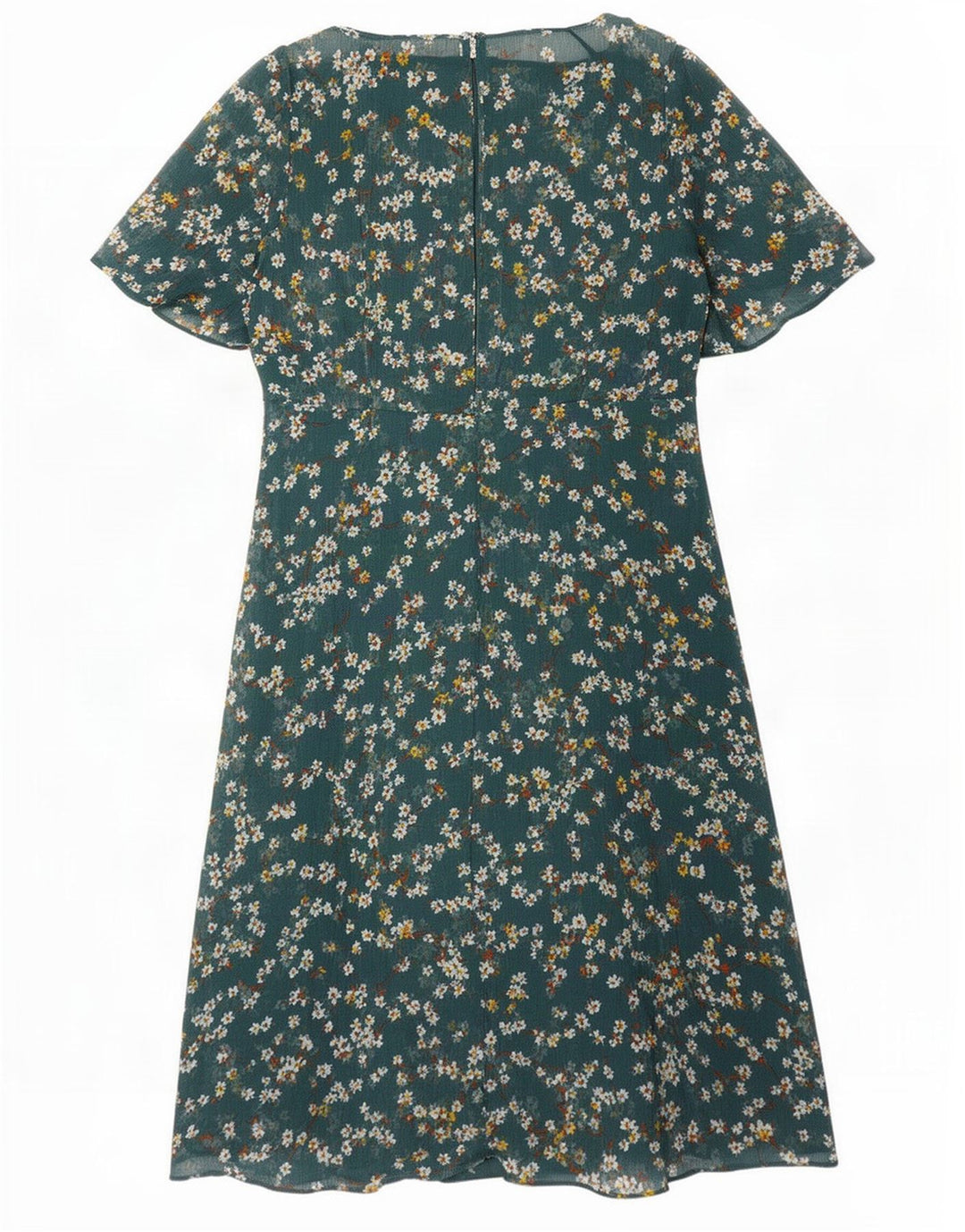 Vestido feminino Marks & Spencer A-Line UK 10 pequeno poliéster floral verde