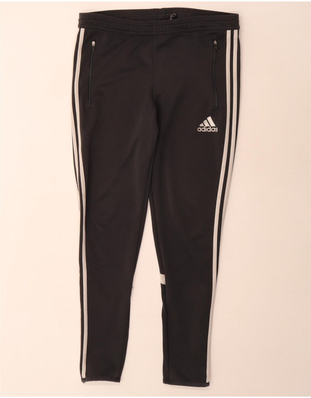 Calça de treino masculina Adidas Climalite pequena preta colorblock poliéster