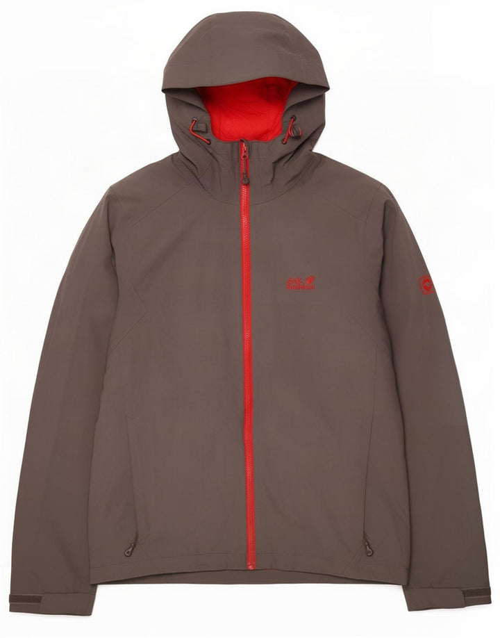Jaqueta corta-vento masculina Jack Wolfskin com capuz Reino Unido 36/38 poliéster cinza médio