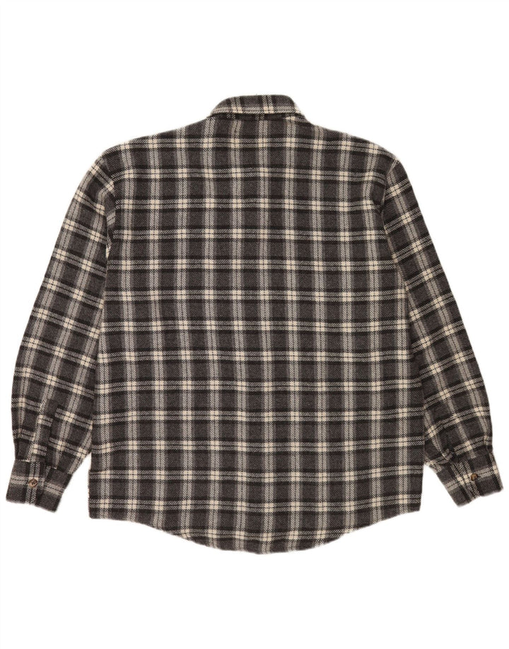 Camisa masculina de flanela de projeto europeu grande cinza xadrez acrílico