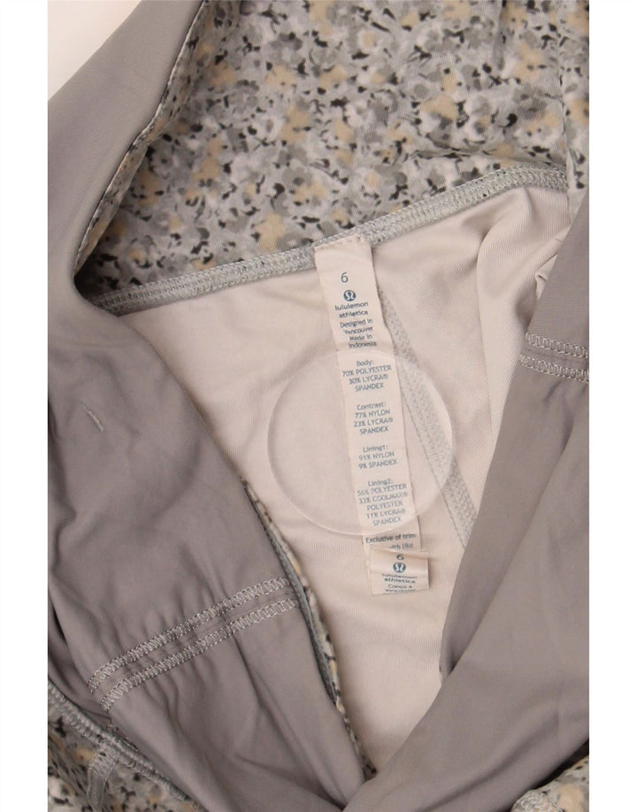 Leggings femininas Lululemon US 6 poliéster floral cinza médio