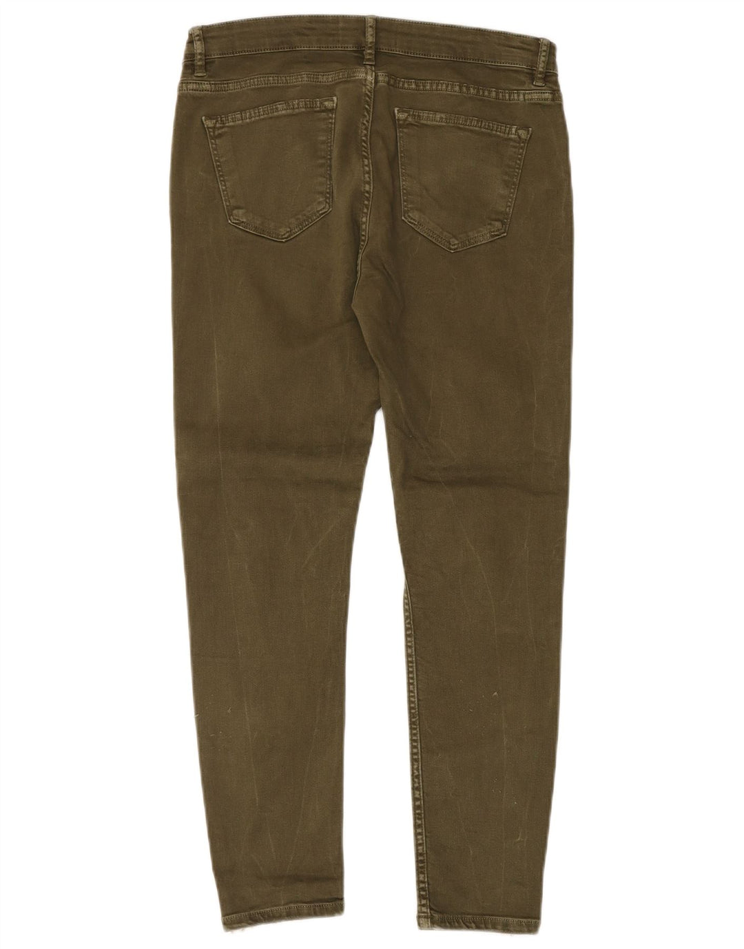 Zara Jeans feminino slim EU 40 médio W30 L27 cáqui colorblock