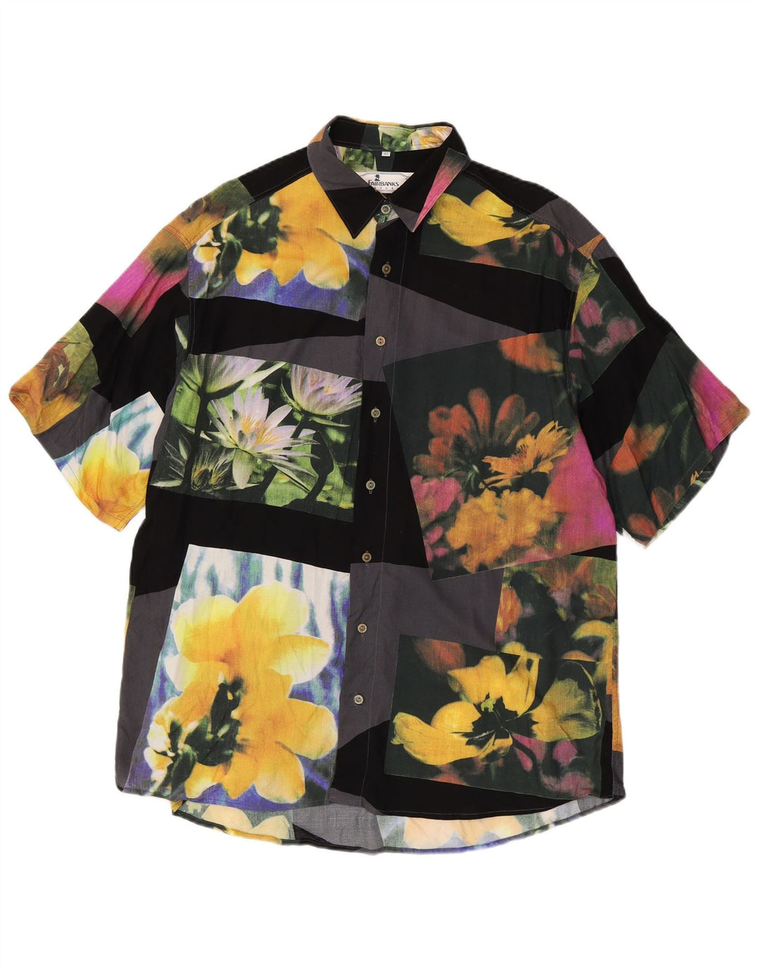 Camisa masculina de manga curta Fairbanks tamanho 42 patchwork grande multicolorido