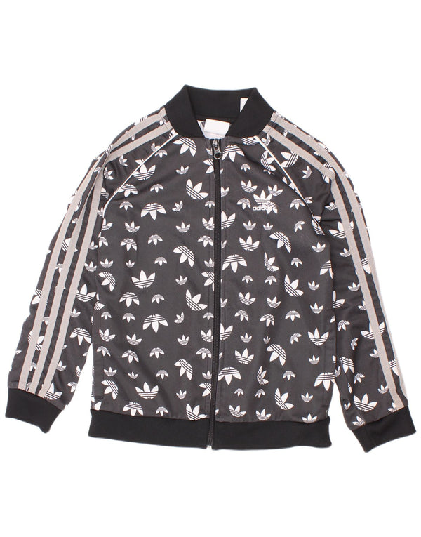 Adidas Meninas Graphic Tracksuit Top Jacket 7-8 Anos Cinza Colorblock