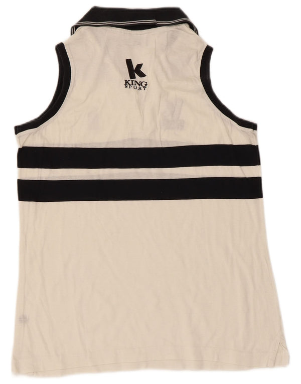 Camisa polo feminina sem mangas Nike UK 10 pequena branca colorblock