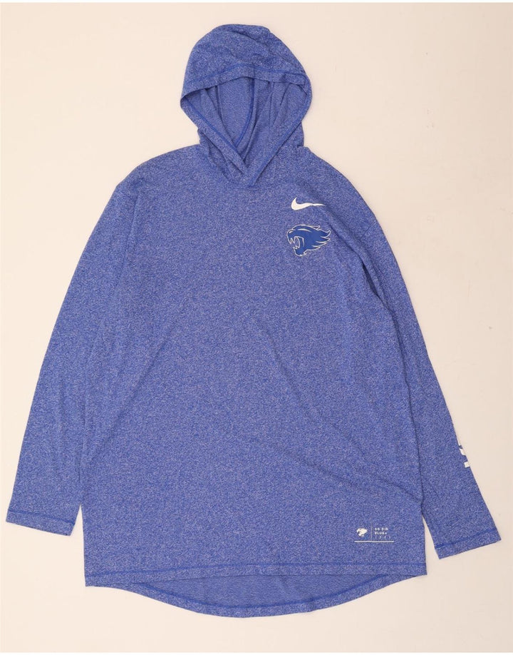 Top masculino com capuz NIKE manga comprida XL azul algodão