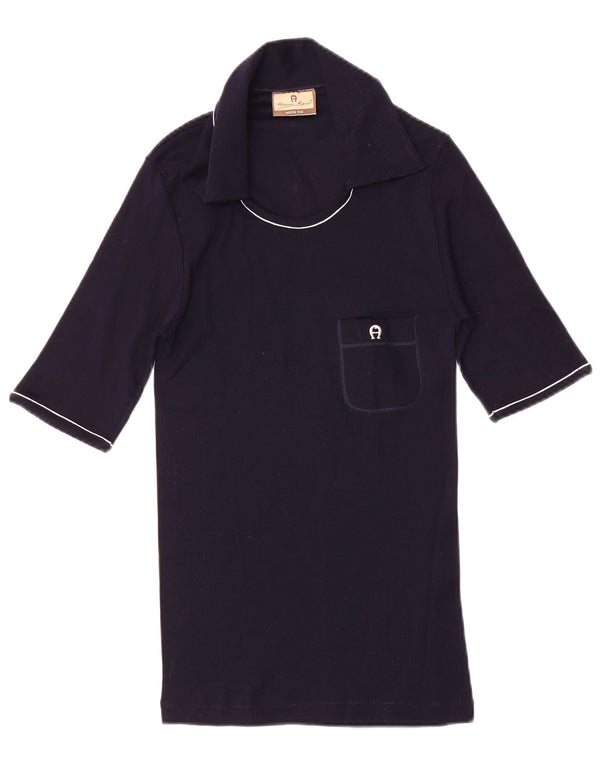 Camisa polo masculina Etienne Aigner IT 50 algodão azul marinho médio