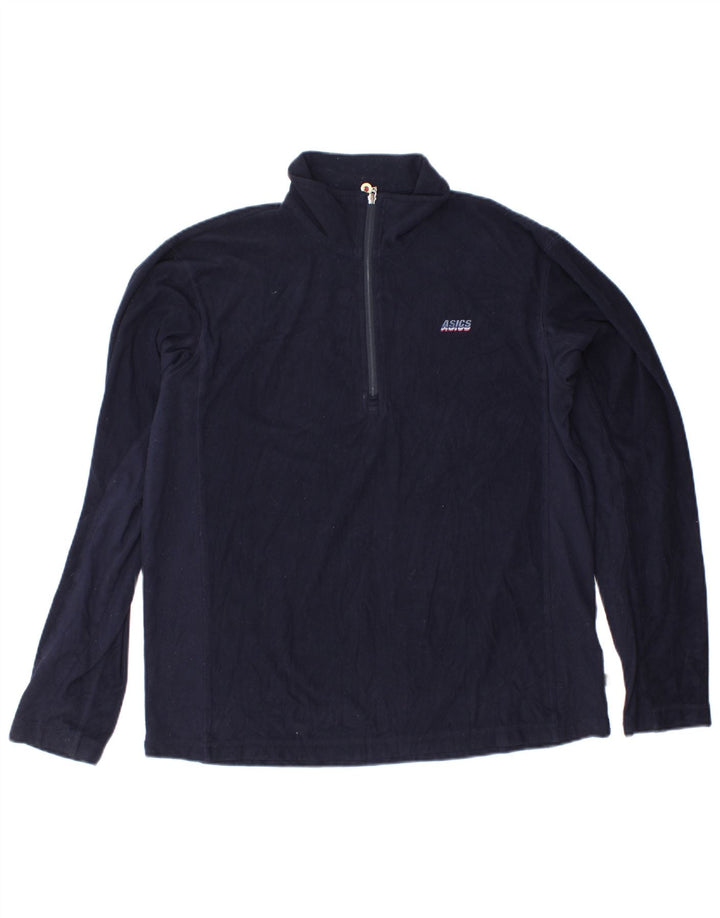 ASICS Mens Zip Neck Fleece Jumper Medium Navy Blue