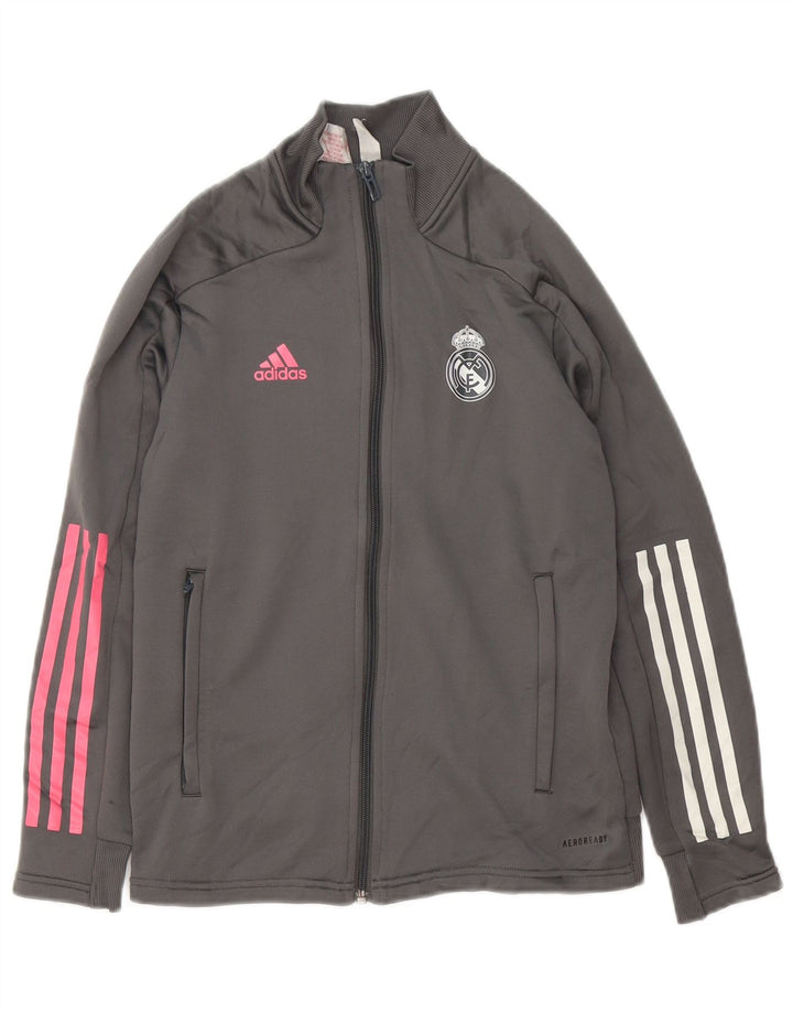 ADIDAS Meninas Real Madrid Tracksuit Top Jacket 11-12 Anos Cinza Poliéster