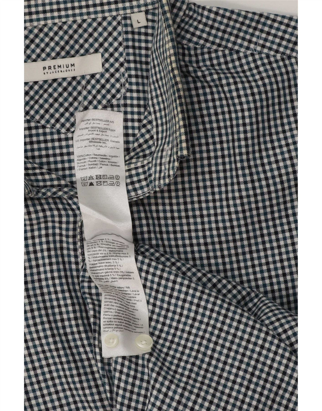 Camisa masculina Jack & Jones grande algodão guingão azul