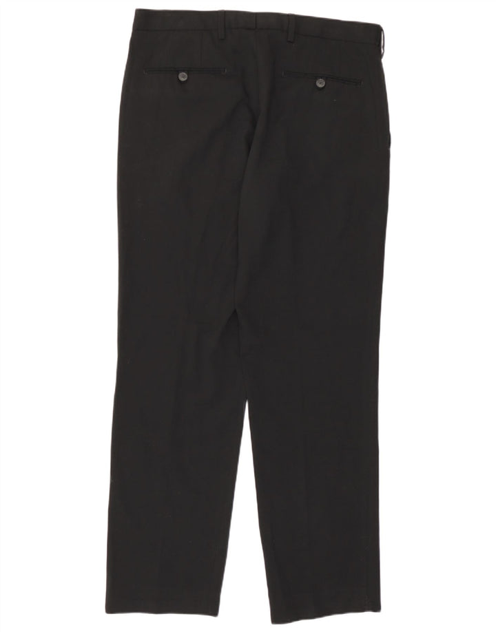 Calça casual masculina Marks & Spencer de ajuste regular W34 L31 poliéster preto