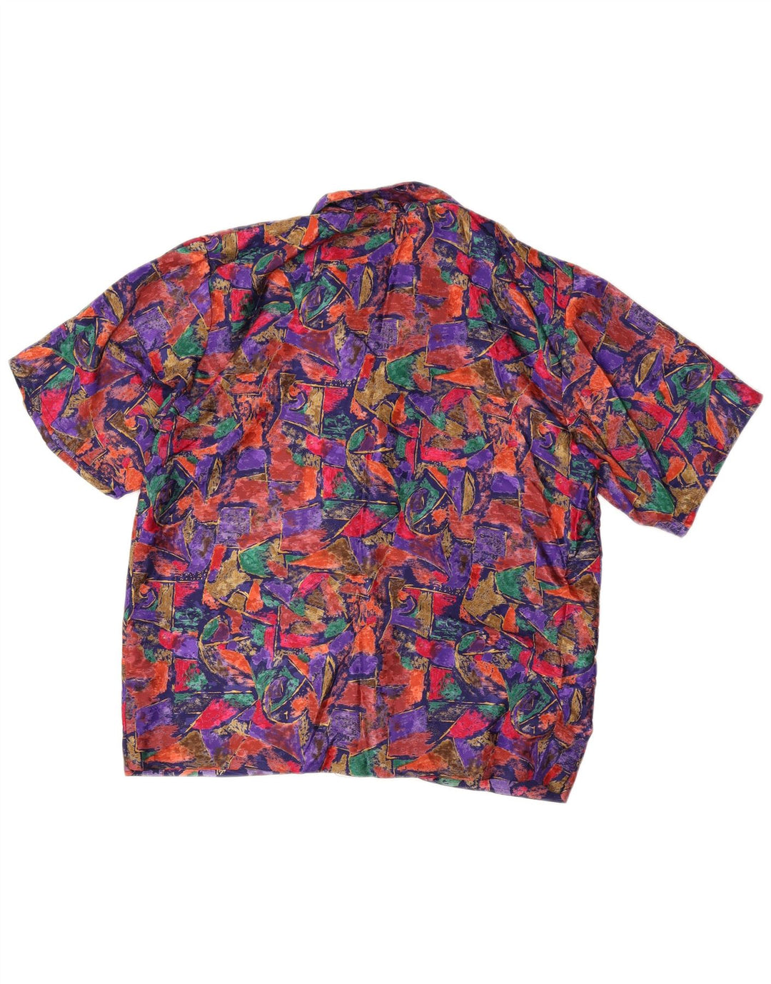 Blusa feminina vintage com padrão abstrato Reino Unido 16 grande multicolorida