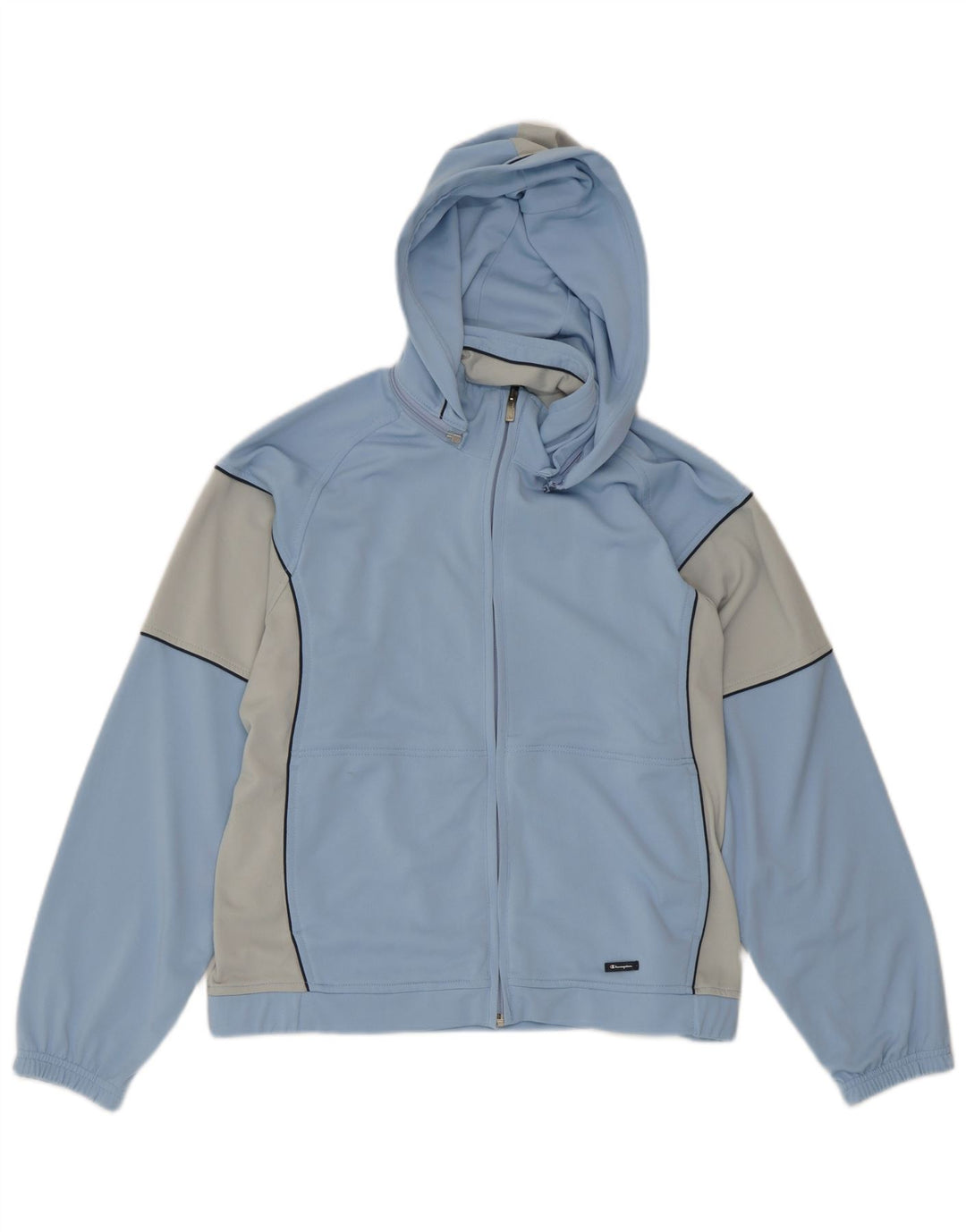 Jaqueta masculina Champion com capuz e moletom em poliéster colorblock azul médio