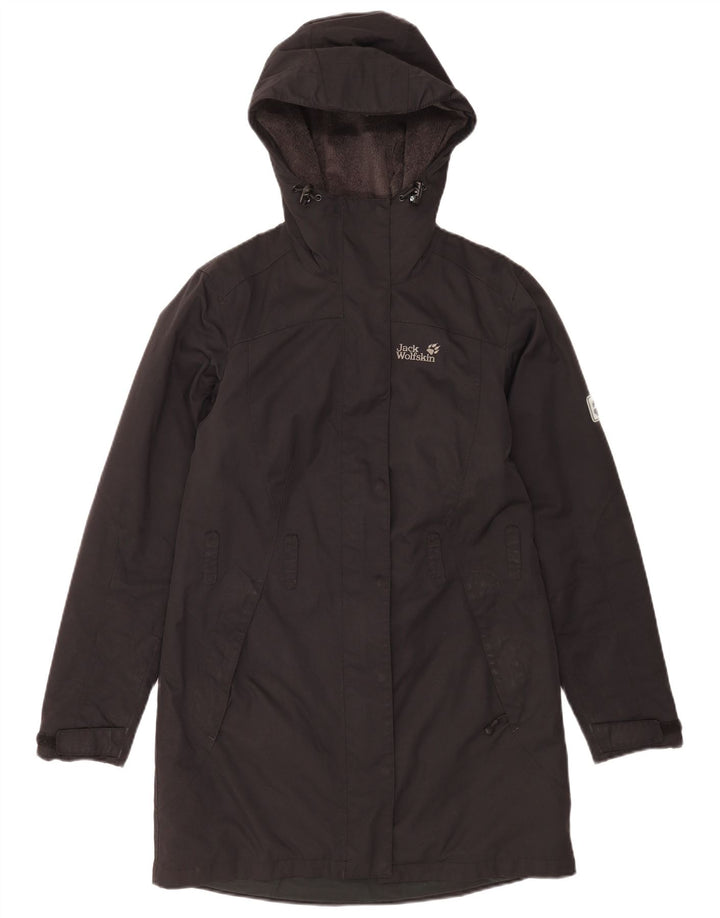 Casaco corta-vento feminino grande com capuz e capuz Jack Wolfskin Reino Unido 10 pequeno preto
