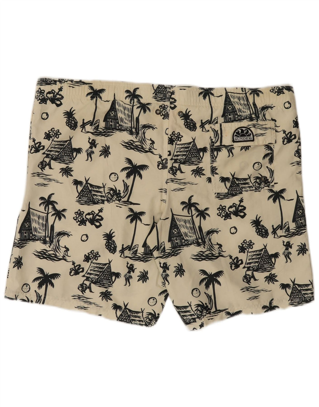 Sundek Mens Graphic Natação Shorts 2XL Poliéster Off White