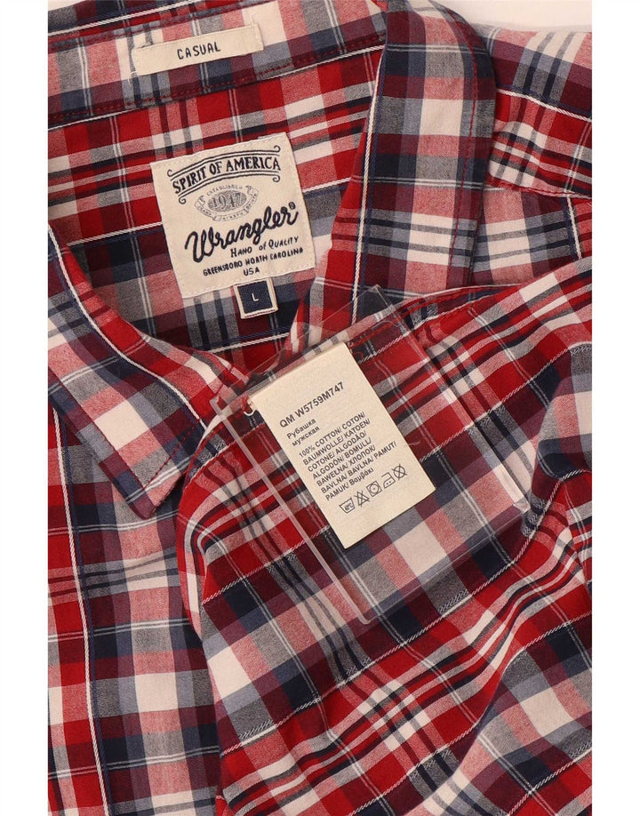 Camisa masculina Wrangler grande algodão xadrez vermelho