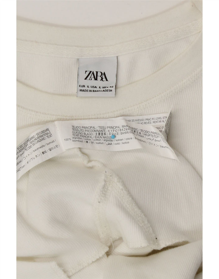 Zara Top masculino manga comprida grande algodão branco
