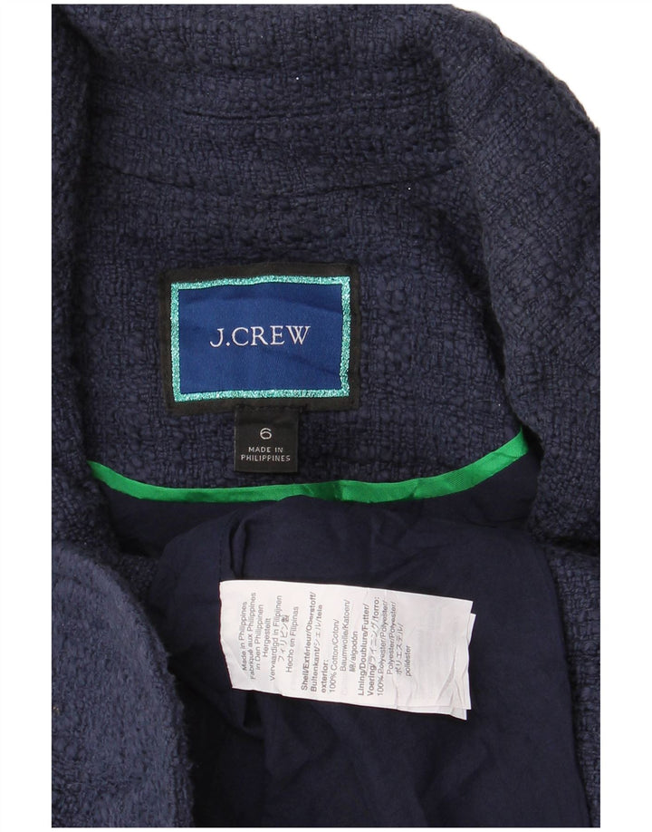 J. Crew Jaqueta Blazer Feminina Crop 1 Botão EUA 6 Algodão Azul Marinho Médio