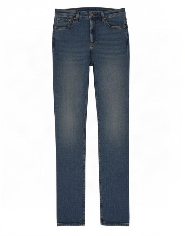 Calça jeans feminina Marks & Spencer The Sienna Straight UK 12 médio W28 L28 azul