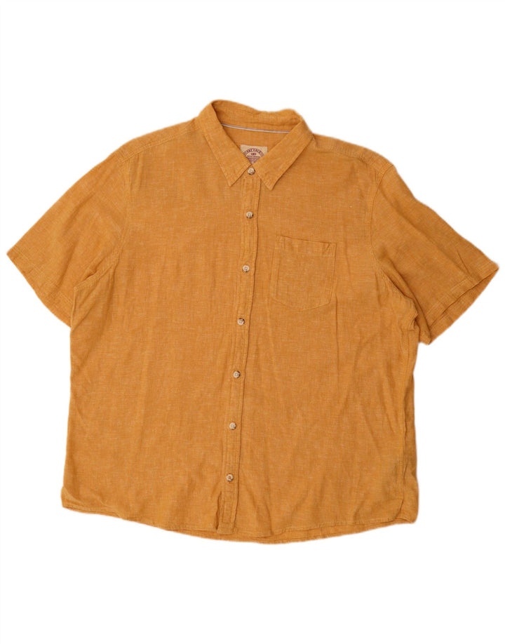Camisa masculina de manga curta FAT FACE 2XL linho amarelo
