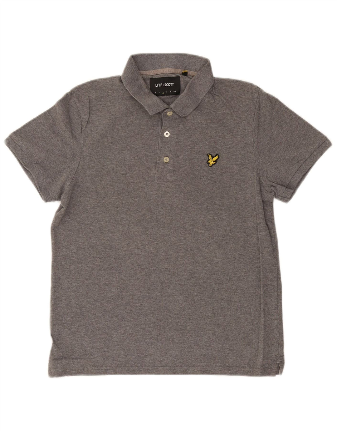 Camisa polo masculina Lyle & Scott algodão manchado cinza médio