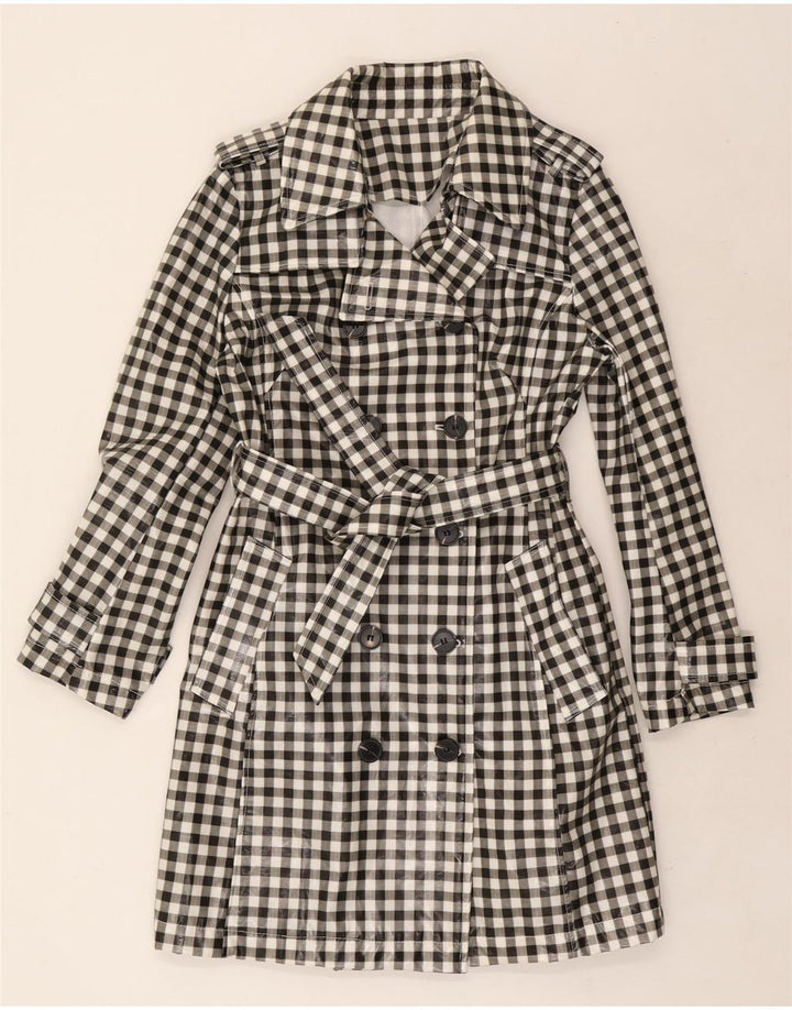 Trench Coat feminino vintage UK 12 médio preto guingão