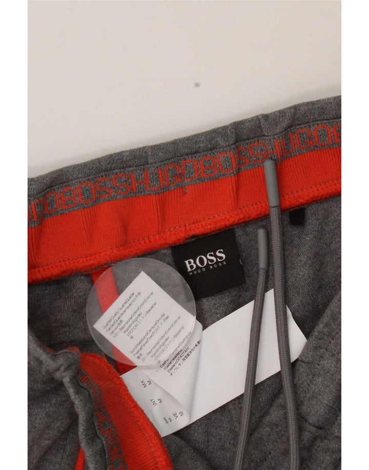Calça de treino masculina Hugo Boss com estampa gráfica cinza médio algodão