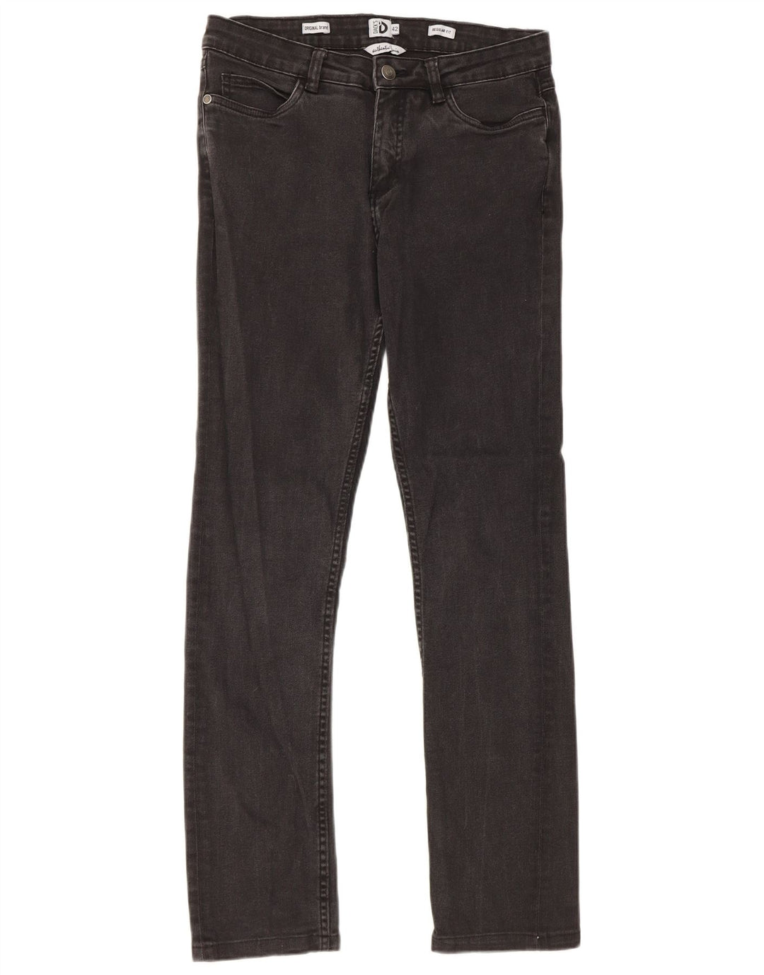 Calça jeans feminina de ajuste regular da Dack IT 42 médio W28 L28 algodão preto
