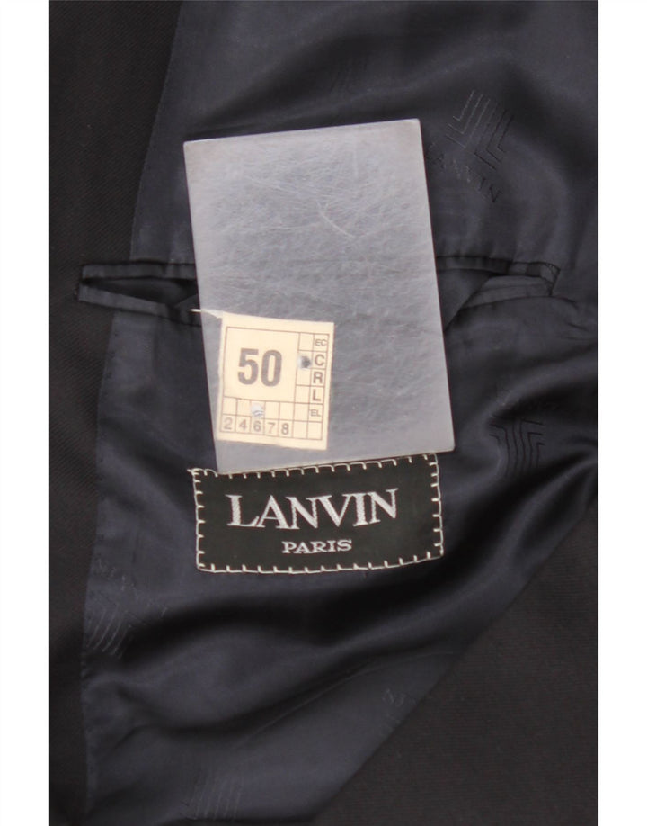 Jaqueta blazer masculina LANVIN com peito duplo UE 50 grande preta de lã nova