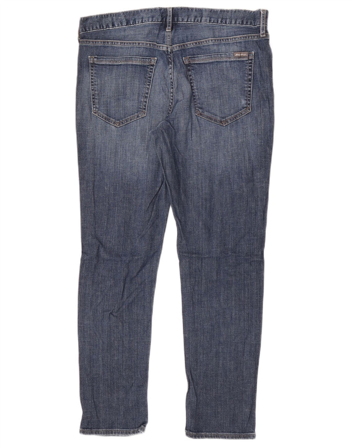 Eddie Bauer Calça jeans feminina Boyfriend Capri Slim EUA 8 médio W32 L20 azul