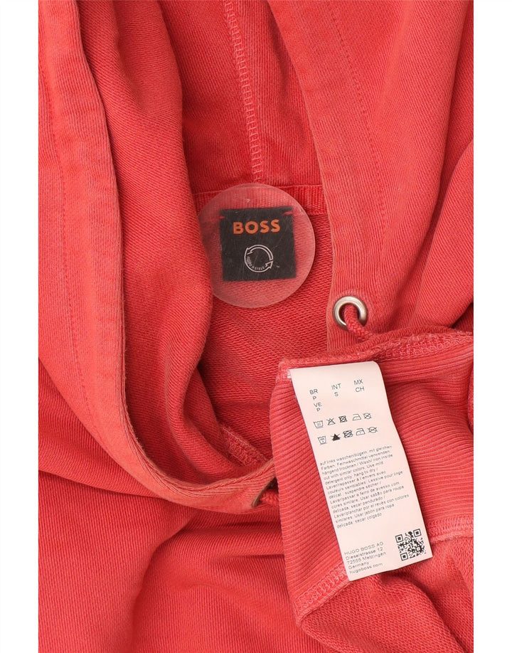 Hugo Boss Mens Hoodie Jumper Pequeno Algodão Vermelho