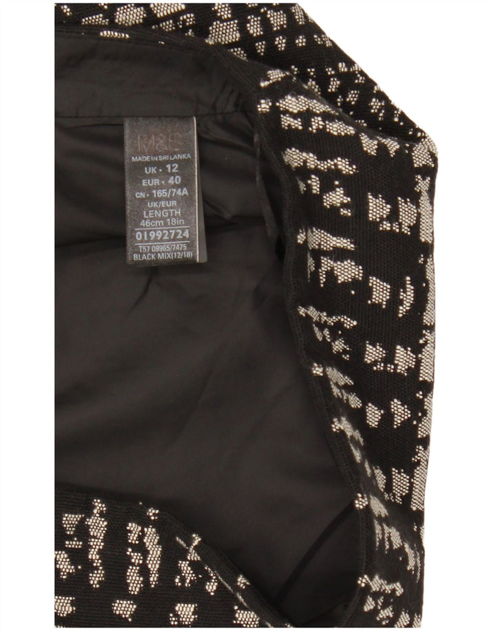 Minissaia feminina Marks & Spencer Reino Unido 12 médio W31 algodão geométrico preto