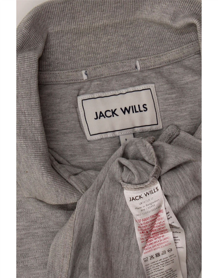 Camisa polo feminina Jack Wills Reino Unido 14 grande algodão cinza