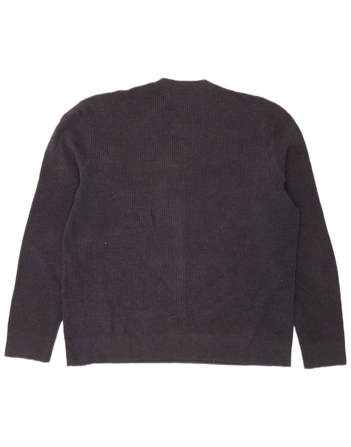 Suéter masculino Marks & Spencer com gola redonda, grande poliéster azul marinho