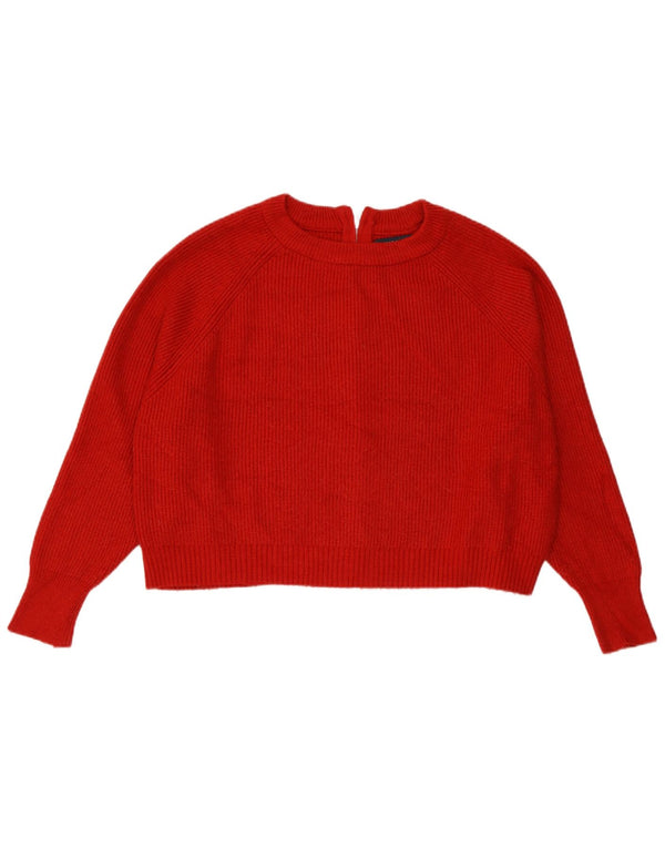 Suéter cardigã feminino Zara crop oversized Reino Unido 10 pequeno viscose vermelha