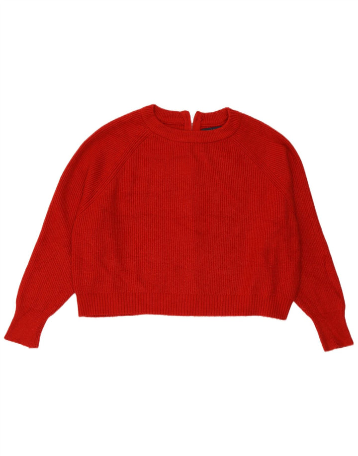 Suéter cardigã feminino Zara crop oversized Reino Unido 10 pequeno viscose vermelha