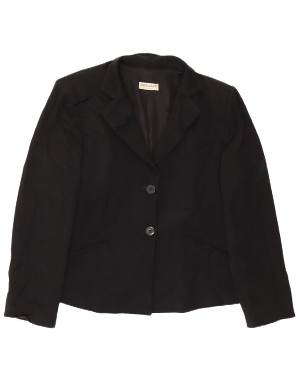 Jaqueta blazer feminina Giorgio Armani com 2 botões Reino Unido 14 médio preto