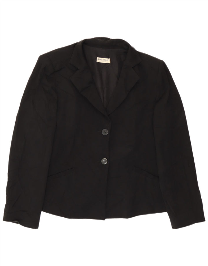 Jaqueta blazer feminina Giorgio Armani com 2 botões Reino Unido 14 médio preto