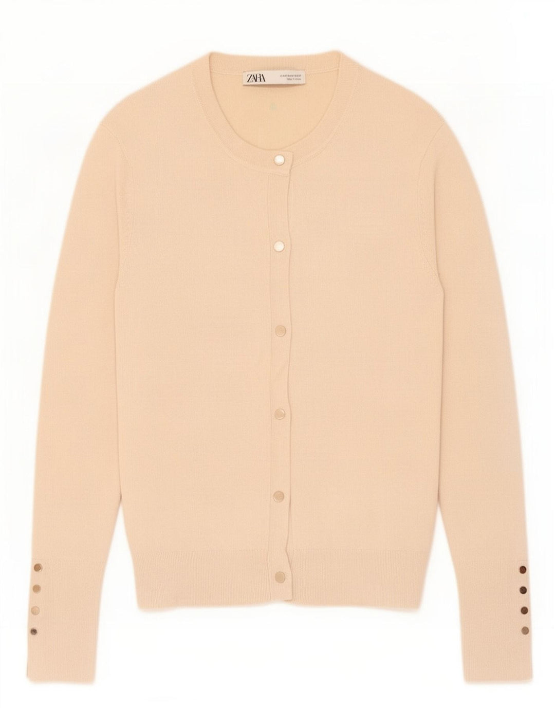 Suéter cardigã feminino Zara Reino Unido 12 viscose bege médio