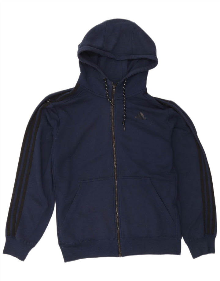 Suéter masculino Adidas Climalite Zip com capuz grande poliéster azul marinho