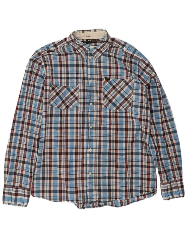 Camisa masculina Lee 2XL algodão xadrez azul