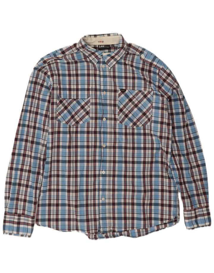 Camisa masculina Lee 2XL algodão xadrez azul