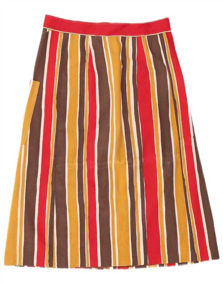 Saia vintage feminina linha A W26 pequena listrada multicolorida