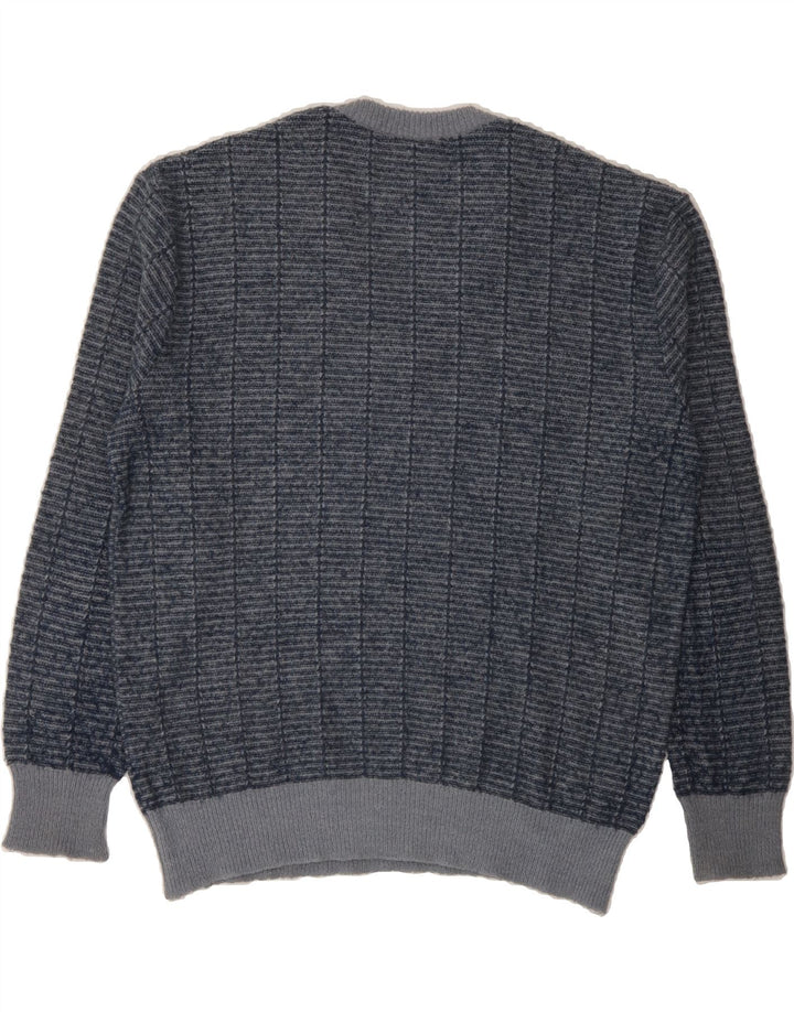 VINTAGE Mens V-Neck Jumper Sweater IT 54 XL Blue Striped Vintage Vintage and Second-Hand Vintage from Messina Hembry 