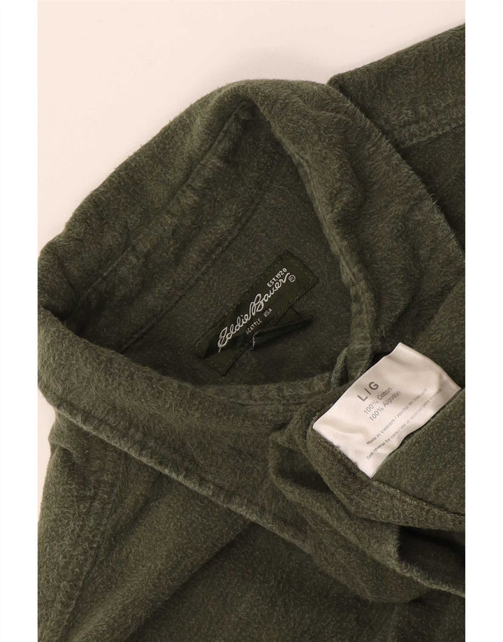Camisa masculina de flanela Eddie Bauer grande algodão cáqui