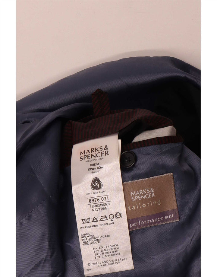 Jaqueta blazer masculina Marks & Spencer com peito duplo Reino Unido 40 médio azul marinho
