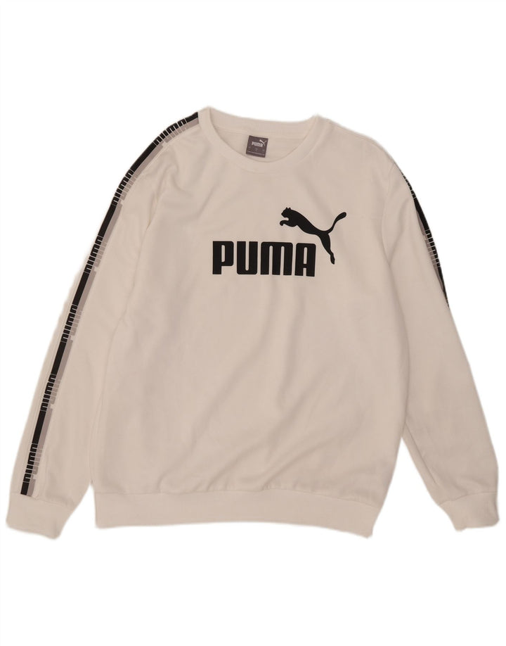 Puma Mens Graphic Moletom Jumper Grande Poliéster Branco
