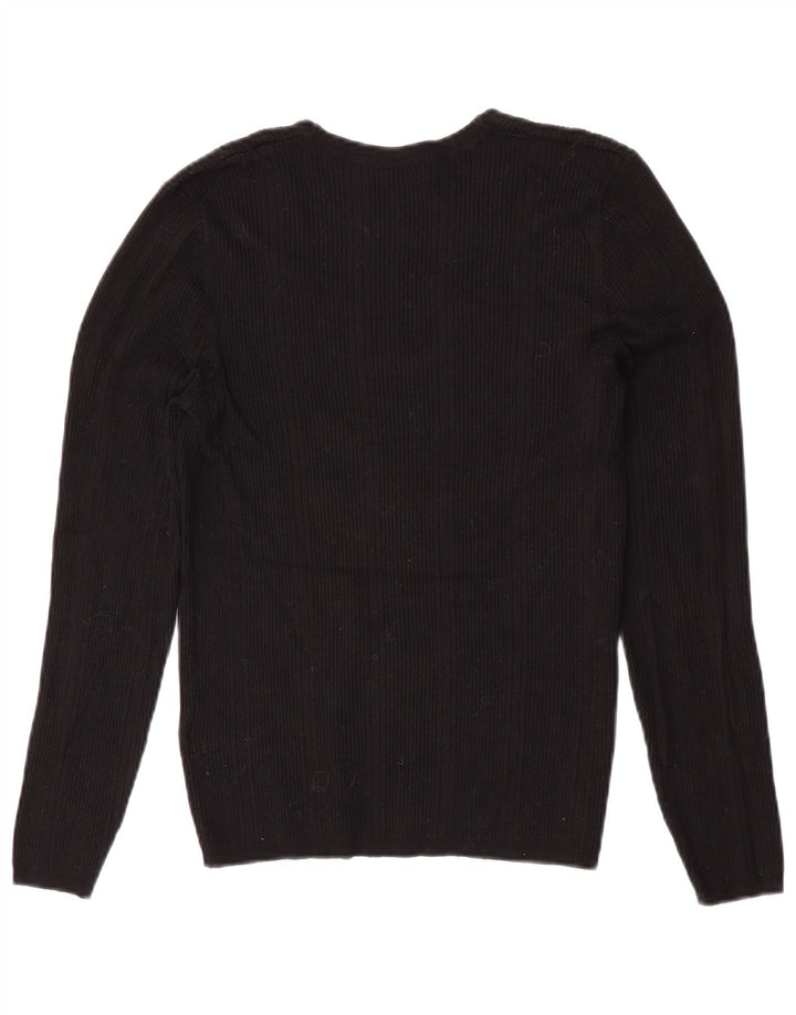 Suéter feminino Marks & Spencer com decote em V Reino Unido 12 viscose preta média