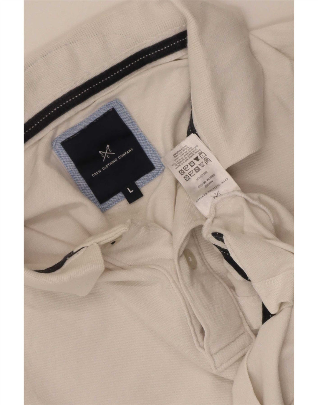 Camisa polo masculina Crew Clothing grande algodão branco