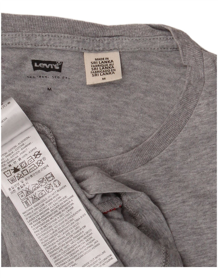 Camiseta gráfica masculina Levi's Top algodão manchado cinza médio